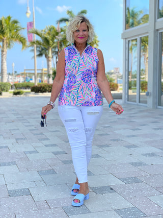 PINK PINEAPPLE DREAM SLEEVELESS ZIPPER