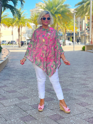 EMILY PINK PALM GROVE PONCHO - Cathys Place