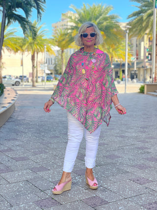EMILY PINK PALM GROVE PONCHO - Cathys Place