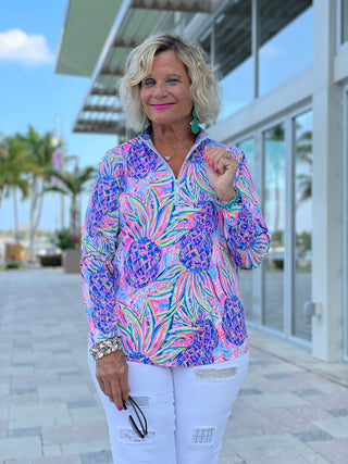 PINK PINEAPPLE DREAM ZIPPER TOP