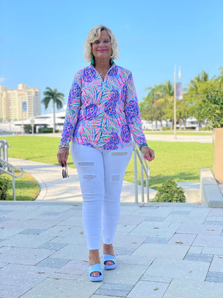 PINK PINEAPPLE DREAM ZIPPER TOP