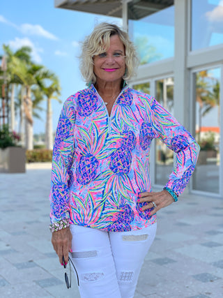 PINK PINEAPPLE DREAM ZIPPER TOP