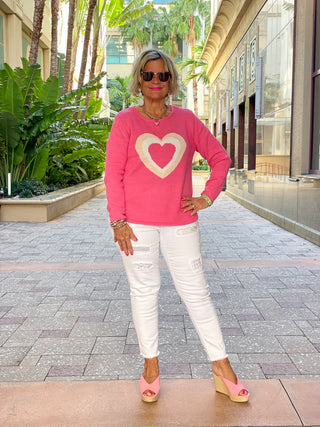 PINK HEART SWEATER