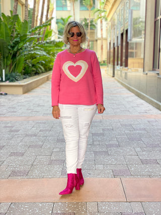 PINK HEART SWEATER