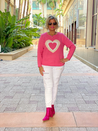 PINK HEART SWEATER