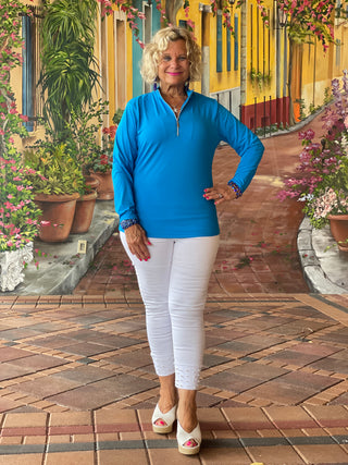 SKY BLUE ZIPPER TOP - Cathys Place