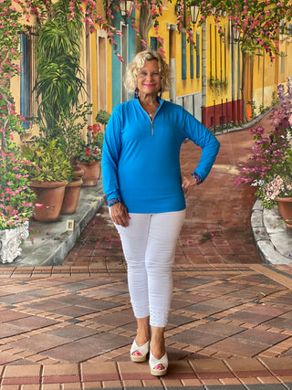 SKY BLUE ZIPPER TOP - Cathys Place