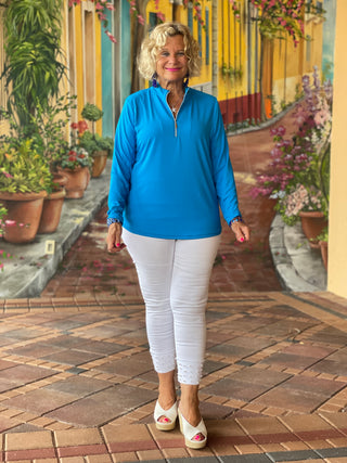 SKY BLUE ZIPPER TOP - Cathys Place