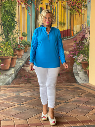 SKY BLUE ZIPPER TOP - Cathys Place