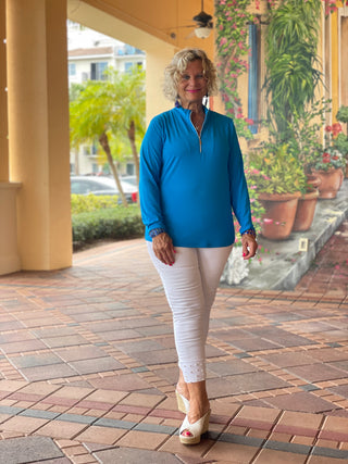 SKY BLUE ZIPPER TOP - Cathys Place