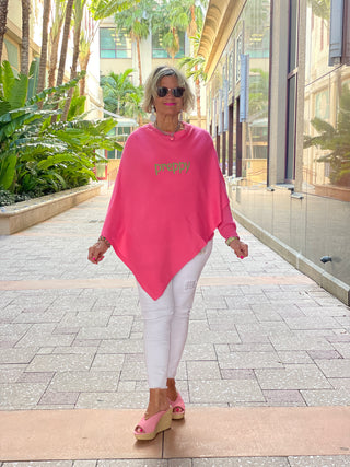 PREPPY PINK PONCHO