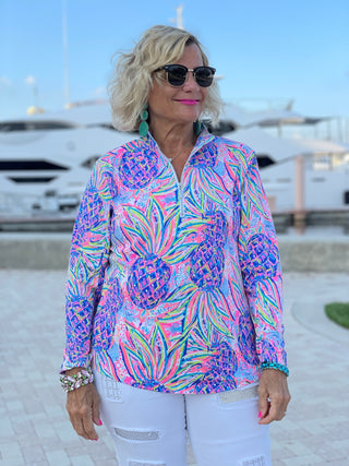 PINK PINEAPPLE DREAM ZIPPER TOP