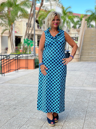 SEASIDE BLUES RUFFLE MAXI DRESS