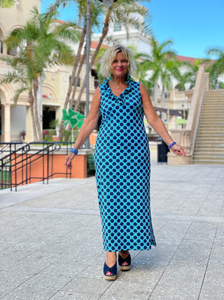 SEASIDE BLUES RUFFLE MAXI DRESS