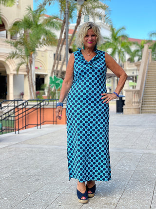 SEASIDE BLUES RUFFLE MAXI DRESS