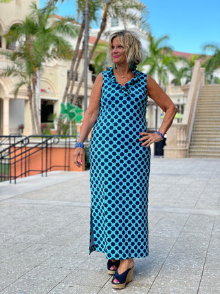 SEASIDE BLUES RUFFLE MAXI DRESS