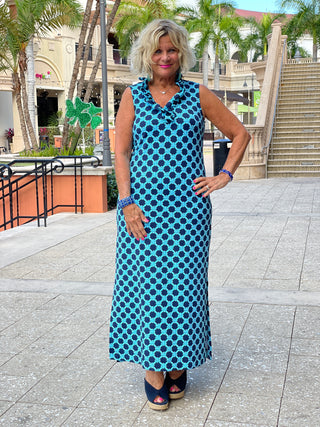 SEASIDE BLUES RUFFLE MAXI DRESS