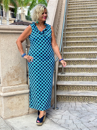 SEASIDE BLUES RUFFLE MAXI DRESS
