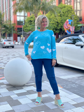 AQUA HEART CHENILLE SWEATER