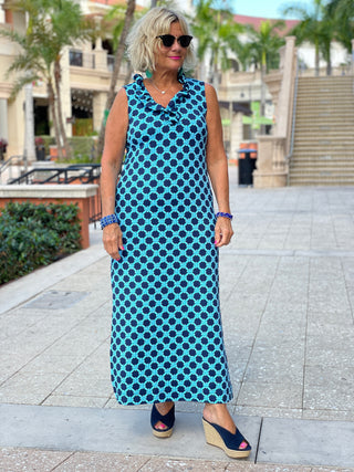 SEASIDE BLUES RUFFLE MAXI DRESS