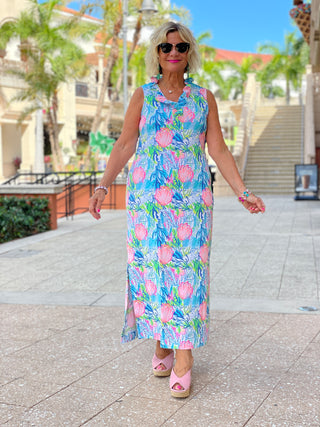 SEASHELL BEACH  RUFFLE MAXI