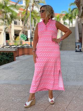 CANDY PINK RUFFLE MAXI DRESS - Cathys Place