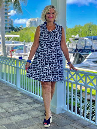 BRIGHTEN BLUE RUFFLE DRESS