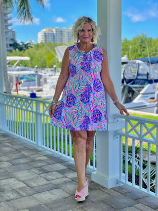 PINK PINEAPPLE RUFFLE DRESS - Cathys Place