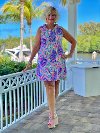 PINK PINEAPPLE RUFFLE DRESS - Cathys Place