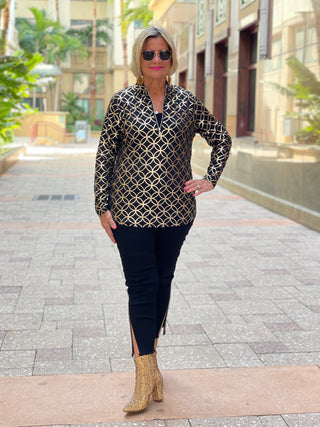 LULU-B BLACK LEME GOLD ZIPPER