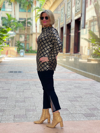 LULU-B BLACK LEME GOLD ZIPPER