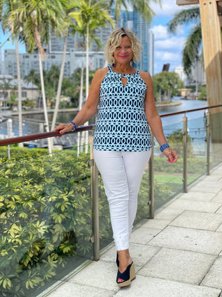 MELINA BLUE  KEYHOLE TOP