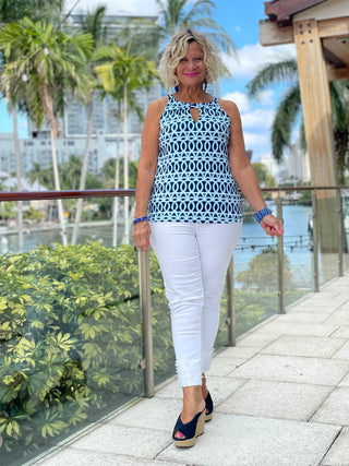 MELINA BLUE  KEYHOLE TOP