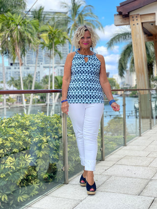 MELINA BLUE  KEYHOLE TOP
