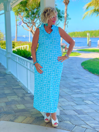 OCEAN MILE BLUE  RUFFLE MAXI