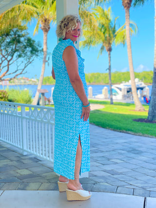 OCEAN MILE BLUE  RUFFLE MAXI
