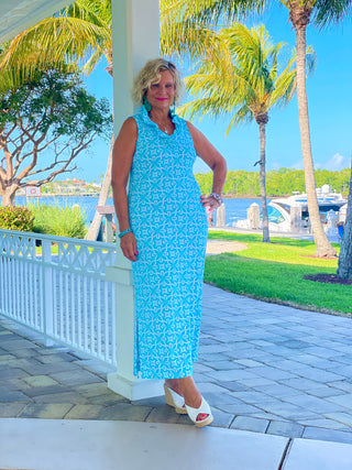 OCEAN MILE BLUE  RUFFLE MAXI