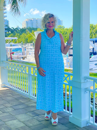 OCEAN MILE BLUE  RUFFLE MAXI
