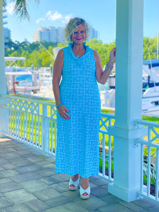 OCEAN MILE BLUE  RUFFLE MAXI
