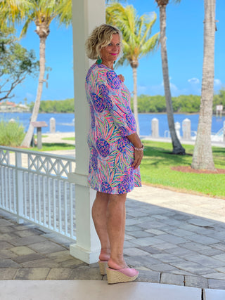 PINK PINEAPPLE DREAM SLEEVE DRESS