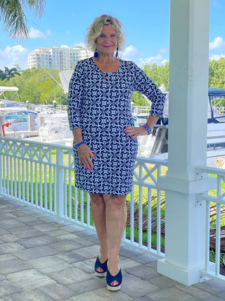 BRIGHTEN BLUE SLEEVE DRESS