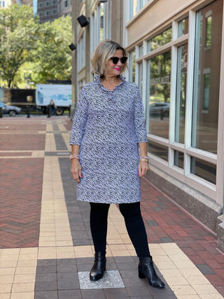 BLACK AND WHITE ZEBRA RUFFLE DRESS - Cathys Place