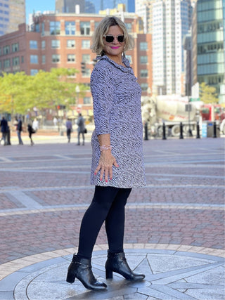 BLACK AND WHITE ZEBRA RUFFLE DRESS - Cathys Place