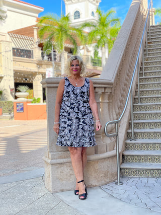 NAUTICAL LANE LAYERED RUFFLE DRESS