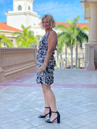 NAUTICAL LANE LAYERED RUFFLE DRESS - Cathys Place