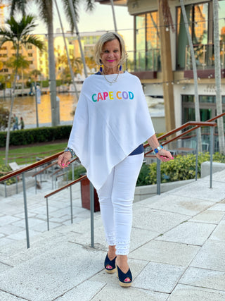 WHITE CAPE COD PONCHO