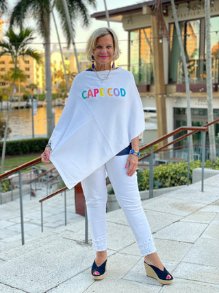 WHITE CAPE COD PONCHO