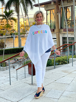 WHITE CAPE COD PONCHO