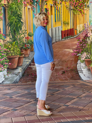 PERRIWINKLE ZIPPER TOP - Cathys Place