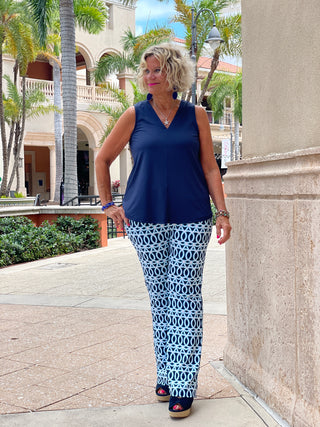 MELINA BLUE PALAZZO PANT - Cathys Place